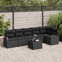 Garden Sofa Set with Cushion 7 pcs Black Poly rattan