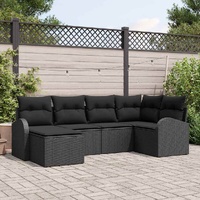 Garden Sofa Set with Cushion 6 pcs Black Poly rattan