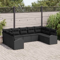 Garden Sofa Set 9 pcs Black Poly rattan