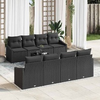 Garden Sofa Set with Cushion Manual 9 pcs Black 55 x 55 x 37 cm
