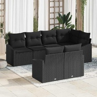 Garden Sofa Set 7 pcs Black Poly rattan