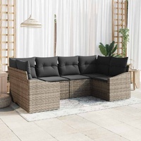 Garden Sofa Set 6 pcs Grey Poly rattan