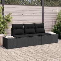 Garden Sofa Set 3 pcs Black Poly rattan