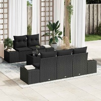 Garden Sofa Set 6 pcs Black Poly rattan