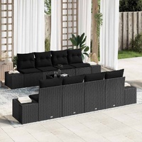 Garden Sofa Set with Cushion Manual 7 pcs Black Poly Rattan