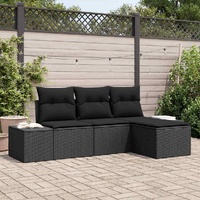 Garden Sofa Set 4 pcs Black Poly rattan