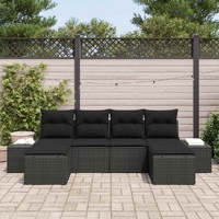 Garden Sofa Set with Cushion 6 pcs Black Poly rattan