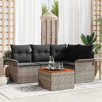 Garden Sofa Set 5 pcs Grey Poly rattan