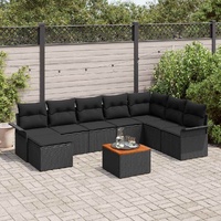 Garden Sofa Set 9 pcs Black Poly rattan