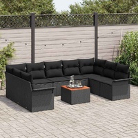 Garden Sofa Set 10 pcs Black Poly rattan