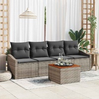 Garden Sofa Set with Cushion 5 pcs Grey Poly rattan