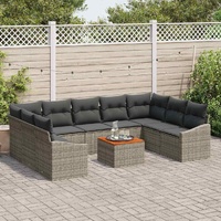 Garden Sofa Set with Cushion 10 pcs Grey Poly rattan