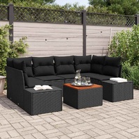 Garden Sofa Set with Cushion 7 pcs Black Poly rattan
