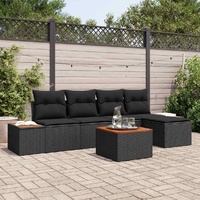 Garden Sofa Set with Cushion 6 pcs Black Poly rattan