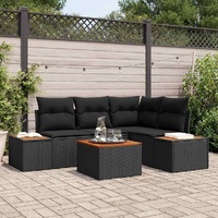 Garden Sofa Set with Cushion 5 pcs Black Poly rattan