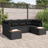Garden Sofa Set with Cushion 6 pcs Black Poly rattan