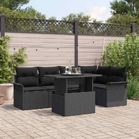 Garden Sofa Set with Cushion 6 pcs Black Poly rattan