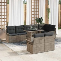 Garden Sofa Set with Cushion 9 pcs Grey Poly rattan