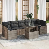 Garden Sofa Set with Cushion 8 pcs Grey Poly rattan