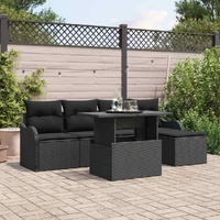 Outdoor Seating Set with Cushion 6 pcs Black Poly rattan