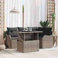 Garden Sofa Set with Cushion 5 pcs Grey Poly rattan