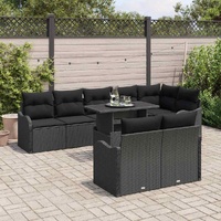 Garden Sofa Set with Cushion 9 pcs Black Poly rattan
