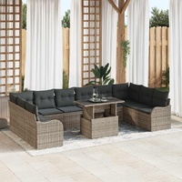 Garden Sofa Set with Cushion 11 pcs Grey Poly rattan
