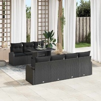 Garden Sofa Set with Cushion 8 pcs Black Poly rattan