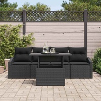 Garden Sofa Set with Cushion 5 pcs Black 100 x 55 x 73 cm