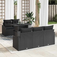 Garden Sofa Set with Cushion 6 pcs Black 100 x 55 x 73 cm