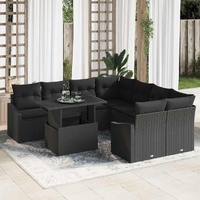 Garden Sofa Set with Cushion 9 pcs Black 100 x 55 x 73 cm