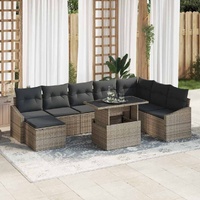 Garden Sofa Set 9 pcs Grey Poly rattan, powder-coated steel