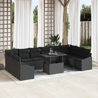 Garden Sofa Set with Cushion 11 pcs Black 100 x 55 x 73 cm
