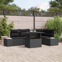 Garden Sofa Set with Cushion 6 pcs Black Poly rattan