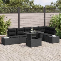 Garden Sofa Set with Cushion 7 pcs Black 100 x 55 x 73 cm