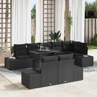 Garden Sofa Set with Cushion 9 pcs Black 100 x 55 x 73 cm