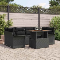 Garden Sofa Set with Cushion 7 pcs Black 100 x 55 x 73 cm