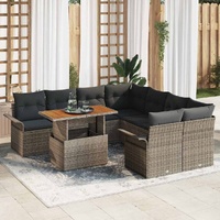 Garden Sofa Set with Cushion Manual 9 pcs Grey