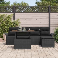 Garden Sofa Set with Cushion 6 pcs Black