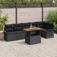 Garden Sofa Set with Cushion 7 pcs Black 100 x 55 x 73 cm