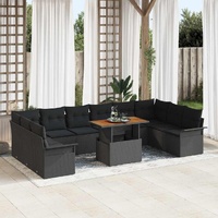 Garden Sofa Set with Cushion 11 pcs Black 100 x 55 x 73 cm