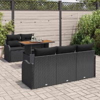 Garden Sofa Set with Cushion 6 pcs Black 100 x 55 x 73 cm