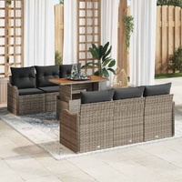 Garden Sofa Set with Cushion Manual 7 pcs Grey 100 x 55 x 73 cm