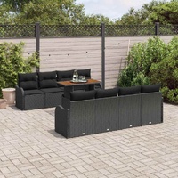 Garden Sofa Set with Cushion 7 pcs Black 100 x 55 x 73 cm