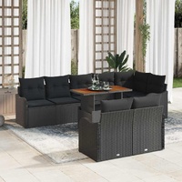 Garden Sofa Set with Cushion Manual 9 pcs Black