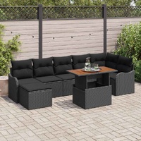 Garden Sofa Set with Cushion with Storage 8 pcs Black