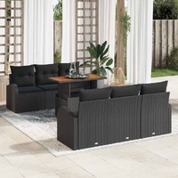 Garden Sofa Set with Cushion 7 pcs Black 100 x 55 x 73 cm