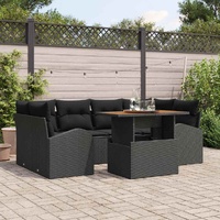 Garden Sofa Set with Cushion 7 pcs Black 100 x 55 x 73 cm