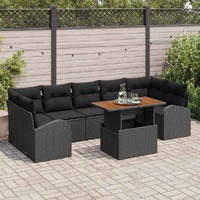 Garden Sofa Set with Cushion 8 pcs Black 100 x 55 x 73 cm