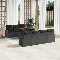 Garden Sofa Set with Cushion 7 pcs Black 100 x 55 x 73 cm